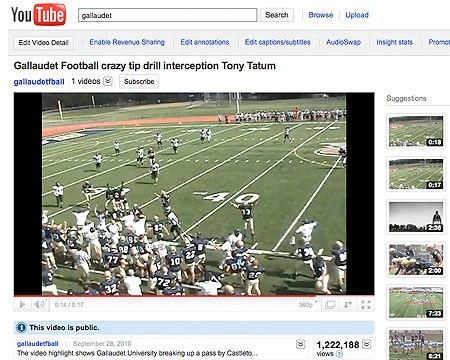 Gallaudet football interception play surpasses 1 million views in two days on YouTube